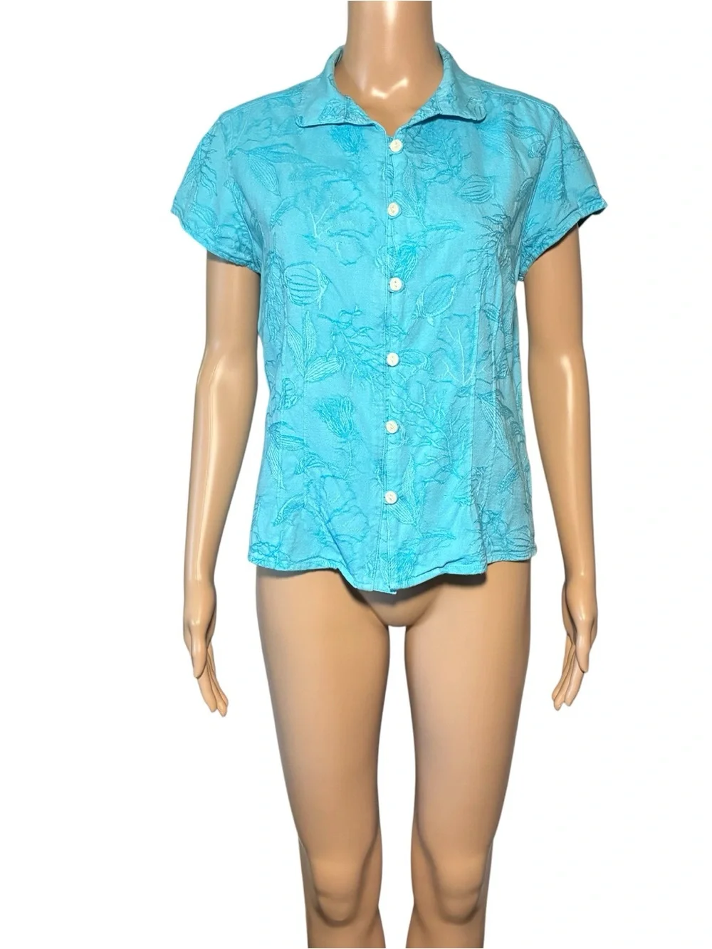 Columbia Sportswear Women's Shirt L River Resort Blue Button Up Embroidered - Picture 1 of 8
